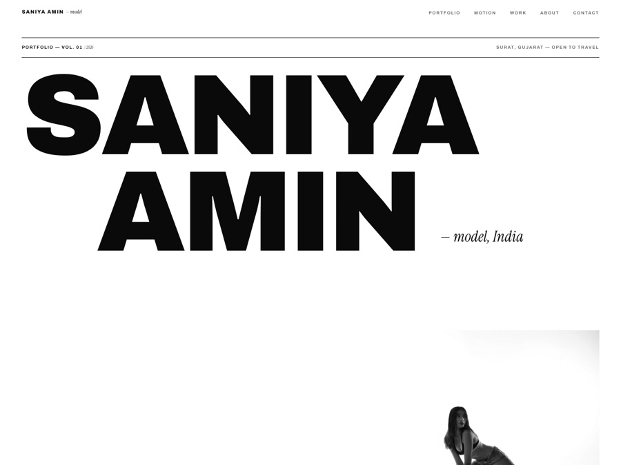 Screenshot of the Saniya Amin website